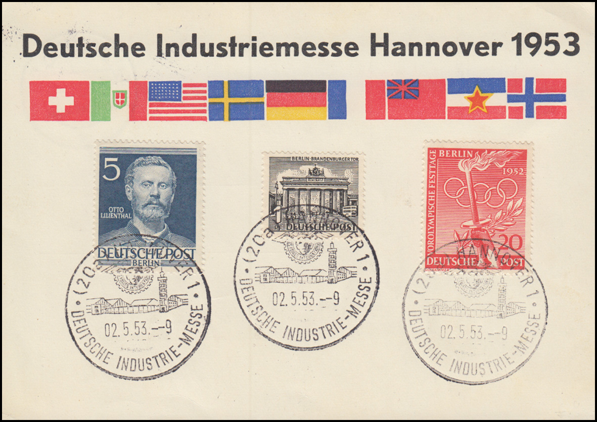 Messekarte Deutsche Industrie-Messe mit 42+90+93 passender SSt HANNOVER