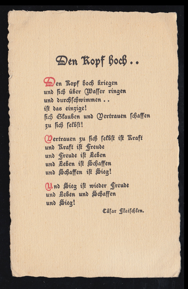 LyrikAK Gedicht von Cäsar Flaischlen Den Kopf hoch , ungebraucht