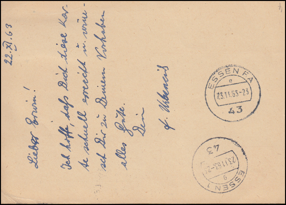 DDR P 64aII mit GA-Ausschnitte Ulbricht und Pieck als Eil-Karte THALE