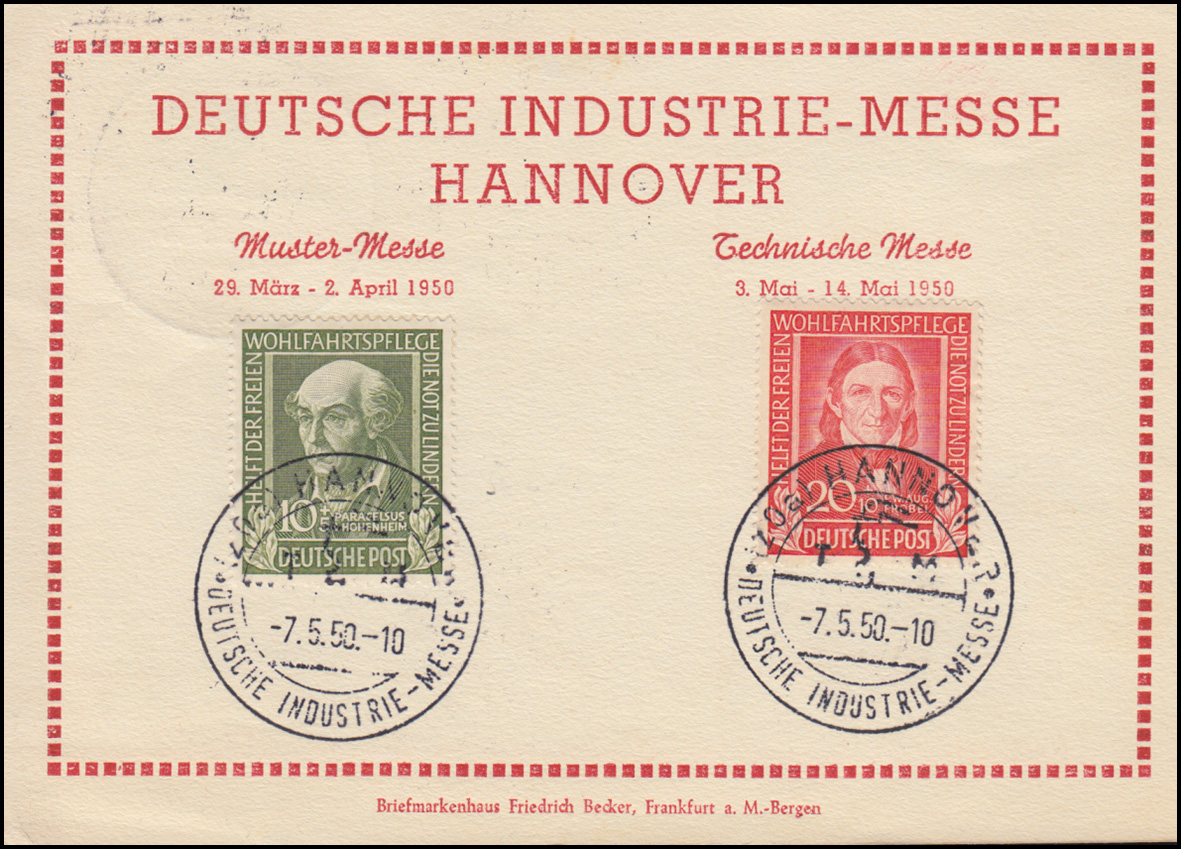 Karte Deutsche Industrie-Messe Hannover 118+119 passender SSt HANNOVER