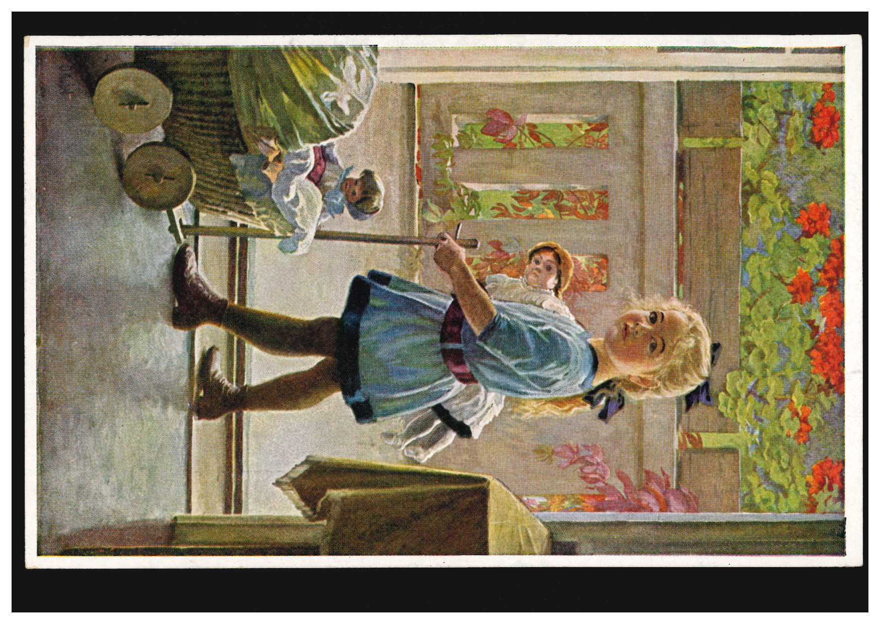 Knstler-Ansichtskarte Otto Kubel: Puppenmtterchen mit Puppenwagen,  ungebraucht  PHILMASTER