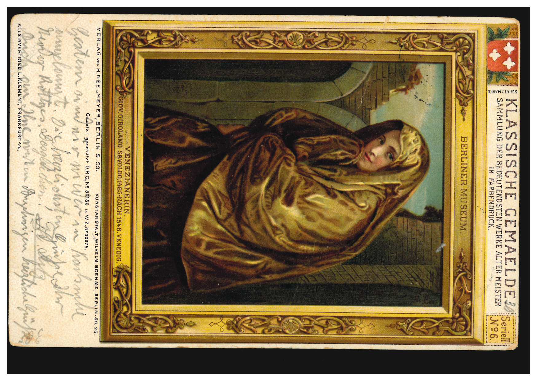 KünstlerAK Giovanni Girolamo Savoldo Die Venezianerin, KARLSRUHE 30.8